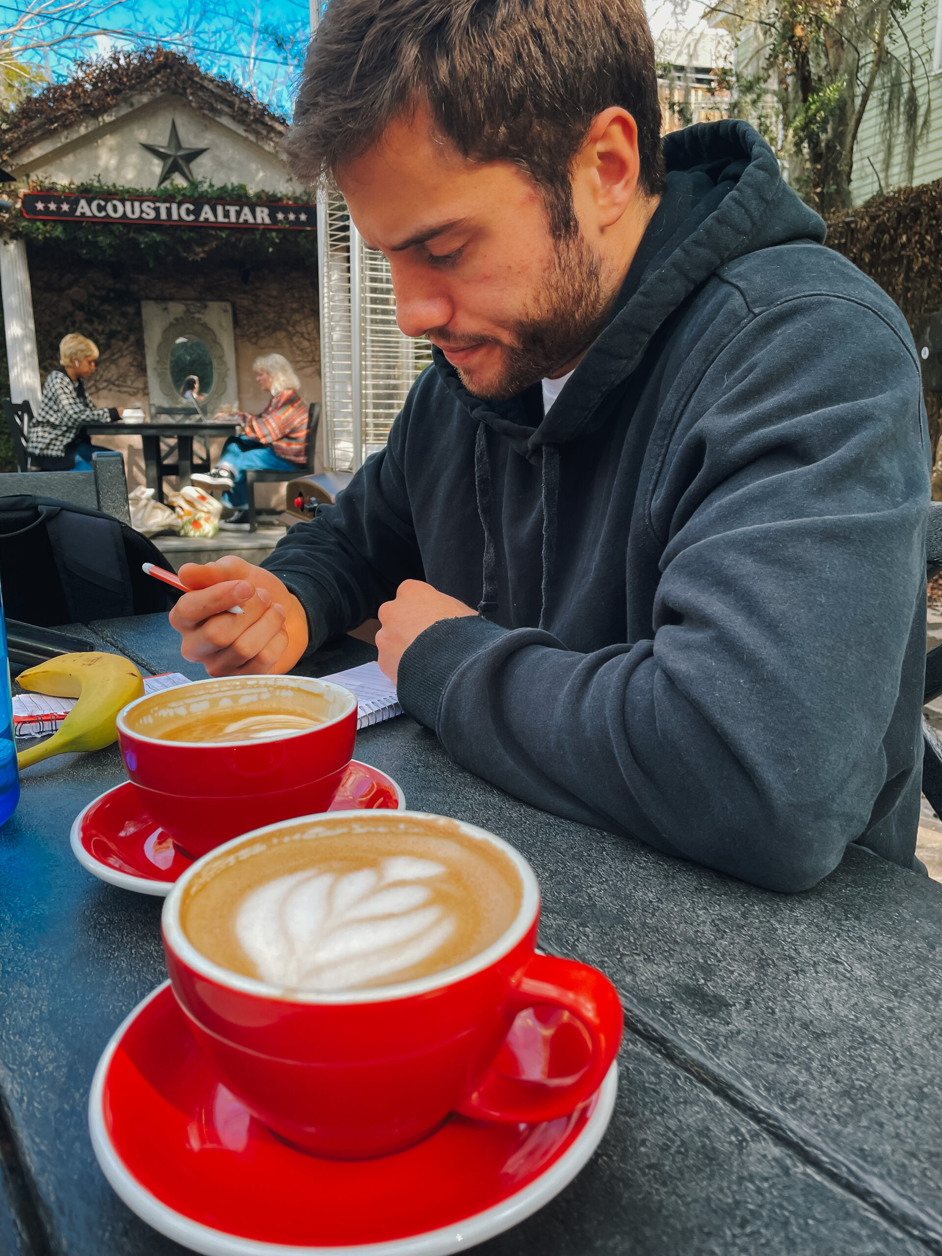 My boyfriend working outside at Foxy Loxy in Savannah 