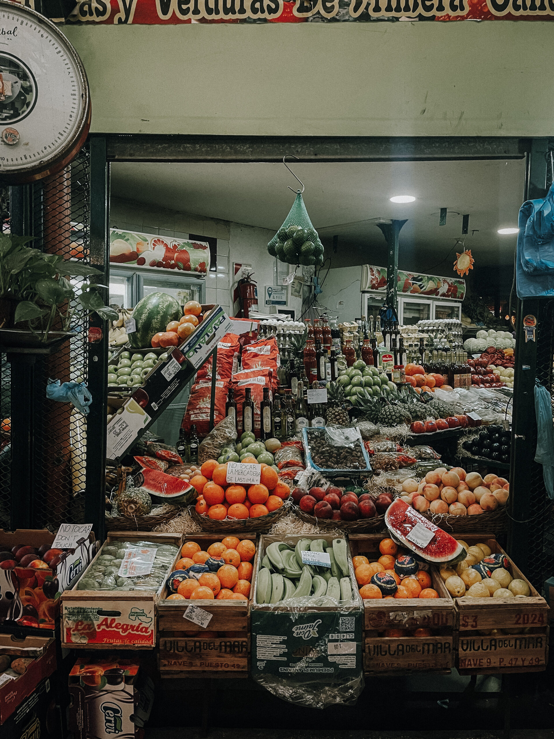 Fruit stand inside San Telmo market in Buenos Aires